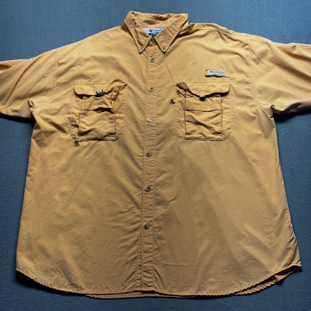 Columbia PFG Bahama II Fishing Shirt Mens XXL Orange Short Sleeve FM7047